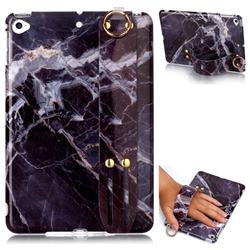 Gray Stone Marble Clear Bumper Glossy Rubber Silicone Wrist Band Tablet Stand Holder Cover for iPad Mini 4