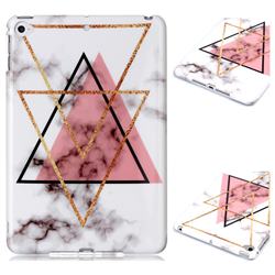 Inverted Triangle Powder Marble Clear Bumper Glossy Rubber Silicone Phone Case for iPad Mini 4