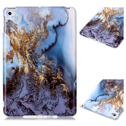 Sea Blue Marble Clear Bumper Glossy Rubber Silicone Phone Case for iPad Mini 4