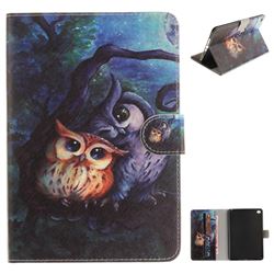 Oil Painting Owl Painting Tablet Leather Wallet Flip Cover for iPad Mini 4