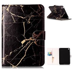 Black Gold Marble Folio Flip Stand PU Leather Wallet Case for iPad Mini 4