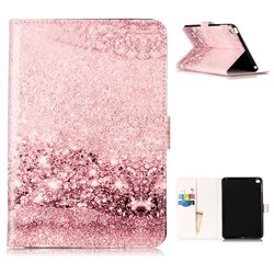 Glittering Rose Gold Folio Flip Stand PU Leather Wallet Case for iPad Mini 4