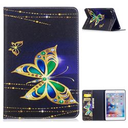 Golden Shining Butterfly Folio Stand Leather Wallet Case for iPad Mini 4