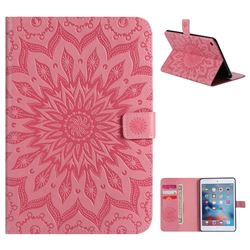 Embossing Sunflower Leather Flip Cover for iPad Mini 4 - Pink
