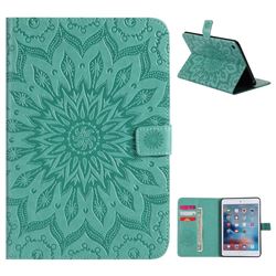 Embossing Sunflower Leather Flip Cover for iPad Mini 4 - Green
