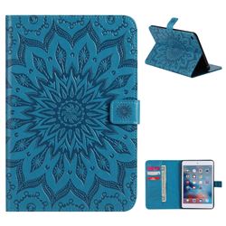 Embossing Sunflower Leather Flip Cover for iPad Mini 4 - Blue