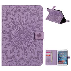 Embossing Sunflower Leather Flip Cover for iPad Mini 4 - Purple