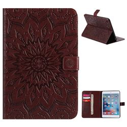 Embossing Sunflower Leather Flip Cover for iPad Mini 4 - Brown