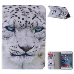 White Leopard Folio Flip Stand Leather Wallet Case for iPad Mini 4