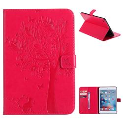 Embossing Butterfly Tree Leather Flip Cover for iPad Mini 4 - Rose