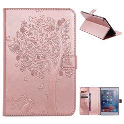 Embossing Butterfly Tree Leather Flip Cover for iPad Mini 4 - Rose Gold