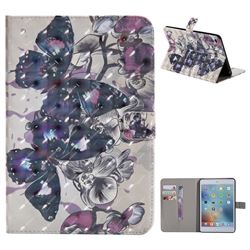 Black Butterfly 3D Painted Tablet Leather Wallet Case for iPad Mini 4
