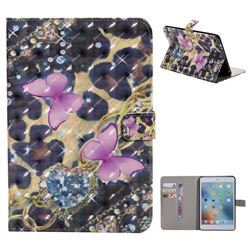 Violet Butterfly 3D Painted Tablet Leather Wallet Case for iPad Mini 4