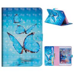 Blue Sea Butterflies 3D Painted Leather Tablet Wallet Case for iPad Mini 4