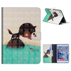Fox Catching Fish 3D Painted Leather Tablet Wallet Case for iPad Mini 4