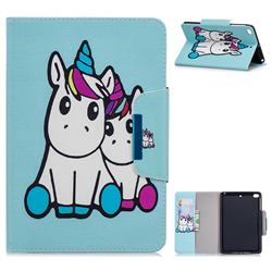 Couple Unicorn Folio Flip Stand Leather Wallet Case for iPad Mini 4
