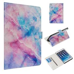 Blue Pink Marble Smooth Leather Tablet Wallet Case for iPad Mini 4
