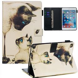 Cat Confrontation Matte Leather Wallet Tablet Case for iPad Mini 4