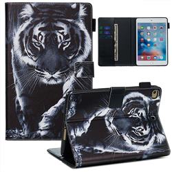 Black and White Tiger Matte Leather Wallet Tablet Case for iPad Mini 4