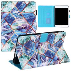 Green and Blue Stitching Color Marble Leather Flip Cover for Apple iPad Mini 4