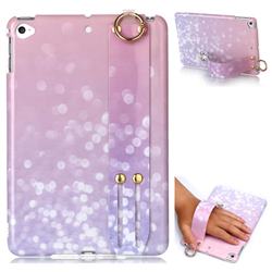 Glitter Pink Marble Clear Bumper Glossy Rubber Silicone Wrist Band Tablet Stand Holder Cover for iPad Mini 5 Mini5