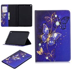 Gold and Blue Butterfly Folio Stand Tablet Leather Wallet Case for iPad Mini 5 Mini5