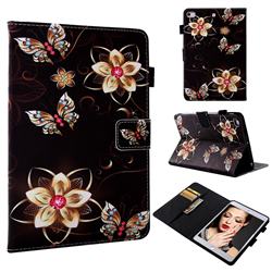 Golden Flower Butterfly Folio Stand Leather Wallet Case for iPad Mini 5 Mini5