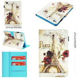 Flower Eiffel Tower 3D Painted Leather Wallet Tablet Case for iPad Mini 5 Mini5