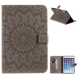Embossing Sunflower Leather Flip Cover for iPad Mini 5 Mini5 - Gray