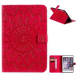 Embossing Sunflower Leather Flip Cover for iPad Mini 5 Mini5 - Red