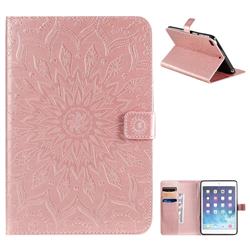 Embossing Sunflower Leather Flip Cover for iPad Mini 5 Mini5 - Rose Gold