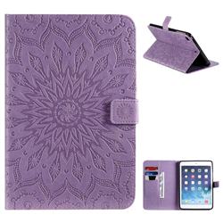 Embossing Sunflower Leather Flip Cover for iPad Mini 5 Mini5 - Purple