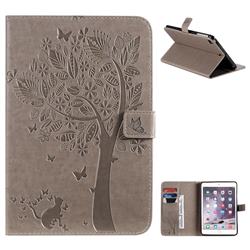 Embossing Butterfly Tree Leather Flip Cover for iPad Mini 5 Mini5 - Grey
