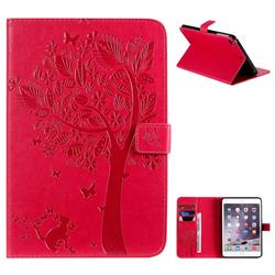Embossing Butterfly Tree Leather Flip Cover for iPad Mini 5 Mini5 - Rose