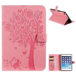 Embossing Butterfly Tree Leather Flip Cover for iPad Mini 5 Mini5 - Pink