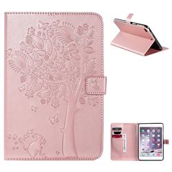 Embossing Butterfly Tree Leather Flip Cover for iPad Mini 5 Mini5 - Rose Gold