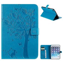 Embossing Butterfly Tree Leather Flip Cover for iPad Mini 5 Mini5 - Blue