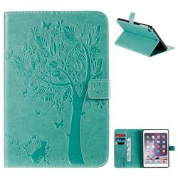Embossing Butterfly Tree Leather Flip Cover for iPad Mini 5 Mini5 - Cyan