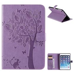 Embossing Butterfly Tree Leather Flip Cover for iPad Mini 5 Mini5 - Purple