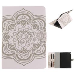 White Flowers Painting Tablet Leather Wallet Flip Cover for iPad Pro 10.5