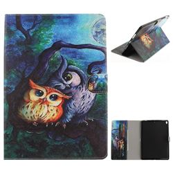 Oil Painting Owl Painting Tablet Leather Wallet Flip Cover for iPad Pro 10.5