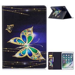Golden Shining Butterfly Folio Stand Leather Wallet Case for iPad Pro 10.5