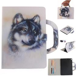 Snow Wolf Handbag Tablet Leather Wallet Flip Cover for iPad Pro 10.5