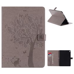 Embossing Butterfly Tree Leather Flip Cover for iPad Pro 10.5 - Grey