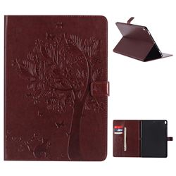 Embossing Butterfly Tree Leather Flip Cover for iPad Pro 10.5 - Brown