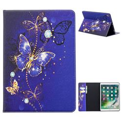 Gold and Blue Butterfly Folio Stand Tablet Leather Wallet Case for iPad Pro 10.5