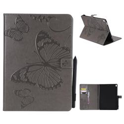 Embossing 3D Butterfly Leather Wallet Case for iPad Pro 10.5 - Gray