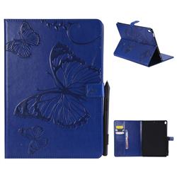 Embossing 3D Butterfly Leather Wallet Case for iPad Pro 10.5 - Blue