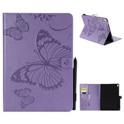 Embossing 3D Butterfly Leather Wallet Case for iPad Pro 10.5 - Purple