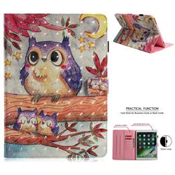 Purple Owl 3D Painted Leather Wallet Tablet Case for iPad Pro 10.5